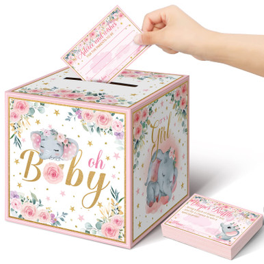 Pink Raffle Box 45 Pcs Diaper Raffle Tickets with Raffle Ticket Boxes Pink Game ...