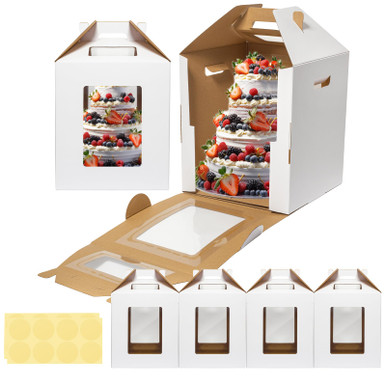 Mcfleet Tall Cake Boxes 4 Pack 12x12x14 Cake Boxes for Tier Cakes 12 ...