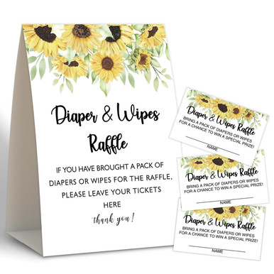 QOFO Boho Floral Baby Shower Game,Diapers Wipes Raffle,Diaper