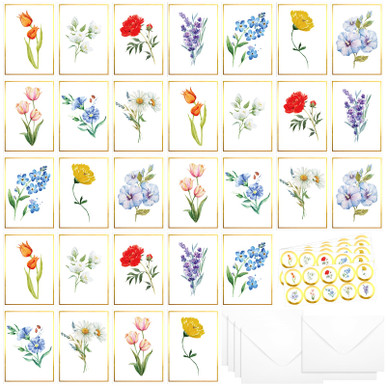 Ctosree 60 Set Flowers Blank Cards Floral Greeting Cards Watercolor ...