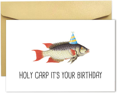 Spercy Funny Pun Birthday Card for Friends, Fishing Carp Birthday Card ...