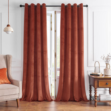 Timeper Velvet Curtains 96 inches - Rust Red Velvet Curtain Panels Room ...