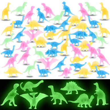 Wettarn 150 Pack Dinosaurs Toys Glow in Dark Small Mini Dino Figures ...