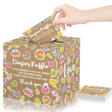 Diaper Raffle Collection Box Toys Diaper Raffle Tickets with Box, 1Diaper Raffle Box and 50 Diaper ...