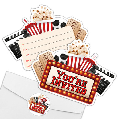 Movie Inv Card REWIDPARTY Movie Party Invitations with Envelopes & Stickers?Set of 15 ...
