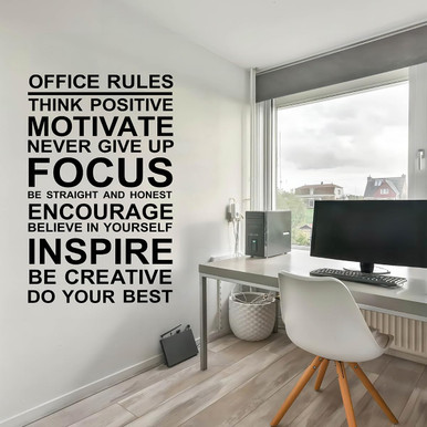 Office Rules Poster Wall Decal Work Motivation Quote Sign Think ...