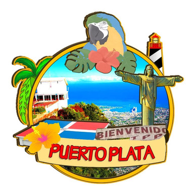 Puerto Plata Dominican Republic Fridge Magnet - 3D Wooden Landmark Souvenir, Handmade Travel Decoration - View #4