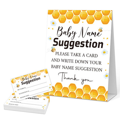 Baby Name Suggestion Sign For Shower Games - 5x7 Inch Kraft Sign With 50 Cards, Minimalist Design - View #8