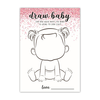 "Draw Baby" Shower Game - Gender Reveal Party Activity With 30 Cards, Guess What The Baby Looks Like