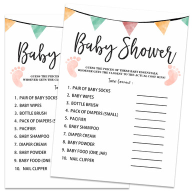 Baby Shower Game, Guess the Prices of These Baby Essentials, Set of 30