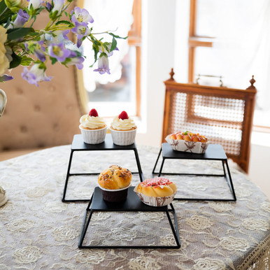 GENMOUS 3 Tier Black Metal Wire Buffet Risers and Stands For Food ...