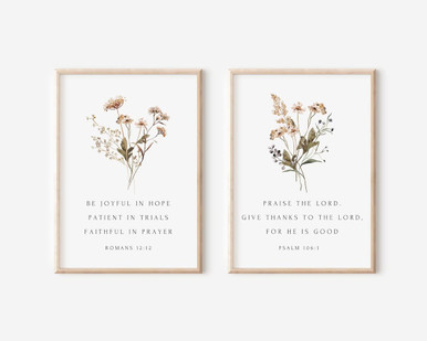 JESC Set of 2 Bible Verse Wall Art Christian Floral Botanical Scripture ...