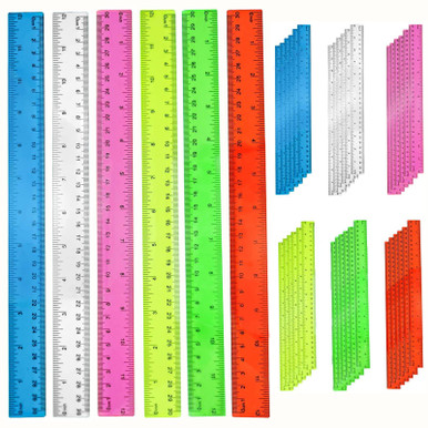 36Pcs Clear Ruler 12 Inch Plastic Rulers Ruler with Inches and ...