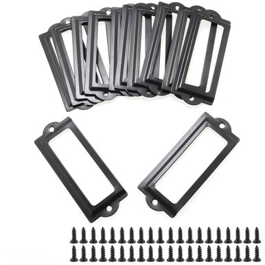 File Holder Label JianLing 20PCS Black Label Holder Black Office Library File Drawer ...