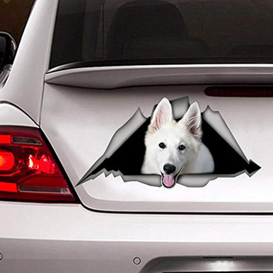 White Swiss Shepherd Sticker, Torn Metal Sticker Vinyl Sticker for Cars ...