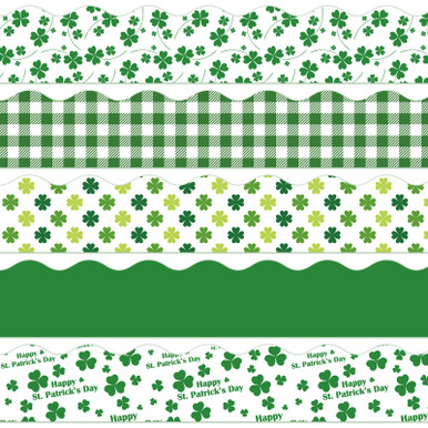 AnyDesign 69 Feet St. Patrick's Day Bulletin Board Border Shamrock ...