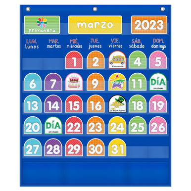 Classroom Calendar Pocket Chart with 92 Cards for Kids,Monthly Calendar ...