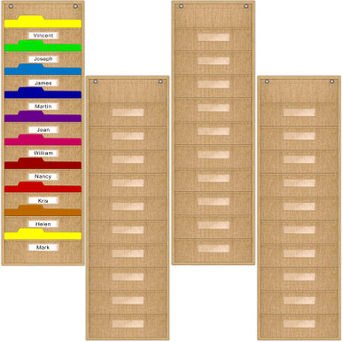 Wall File Chart Panelee 4 Pack File Storage Pocket Chart Heavy Duty Storage Burlap ...