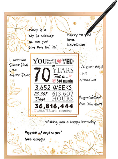 Cornice Portafoto In Legno Con Scritta You Have Been Loved For 70 Years - Regalo Per 70° Compleanno, Per Foto 10x15 Cm, 20,3x25,4 Cm - 2