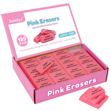 Jumlys Pink Erasers, 120 Pack Pencil Erasers Bulk for Kids/Student ...