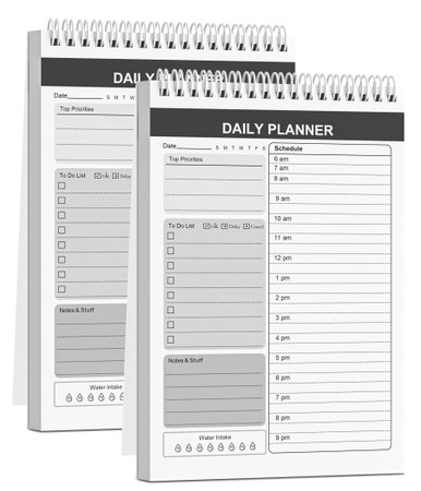 Daily Planner Undated, 2 Pack To Do List Notepad with Hourly Schedule 6 ...