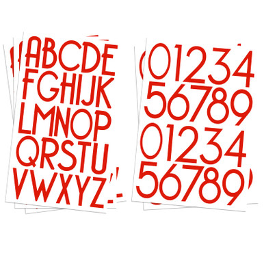 2 inch Red Self-Adhesive Vinyl Alphabet Letters Numbers Kit, Modern ...