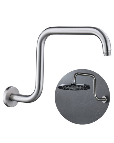 CANRAY Brushed Nickel Gooseneck Shower Arm, S Shaped Shower Head ...