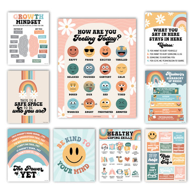 9 Retro Mental Health Posters For Classroom Elementary - School ...