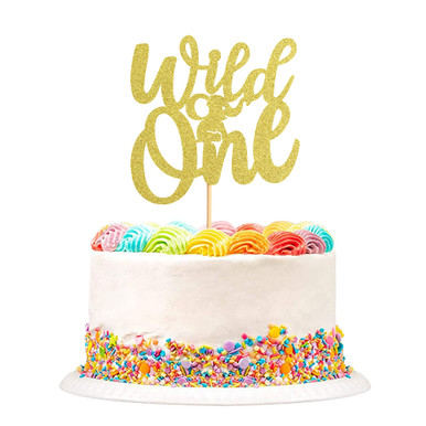 Cyodoos Wild One Cake Topper Gold Glitter Elephant Baby 1st Birthday ...