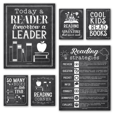 6 Black & White Reading Posters For Classroom Library Decorations For ...