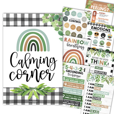 8 Farmhouse Calming Corner Classroom Posters Preschool Classroom ...