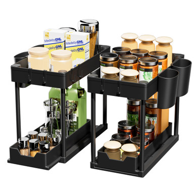 MadebyGNL Under Sink Organizers and Storage, 2 Tiers Slidable Cabinet ...