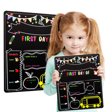 First Day of School Chalkboard Double Sided, Erasable First Day and ...