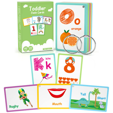 60 Cards, 120 Pictures ABC Alphabet Flash Cards for Toddlers 3-6 Years ...