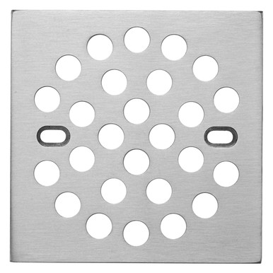 RRAJJ Square Shower Floor Drain Grate - 3.94" (100mm) Screw-In Strainer, Brushed Nickel Stainless Steel