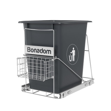 BONADOM Under Sink Pull-Out Trash Can Organizer – Heavy Duty Slide-Out Holder For 7-11 Gallon Bins