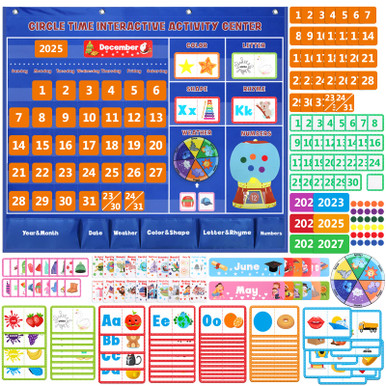 Circle Time Center Pocket Chart, Educational Learning Pocket Chart with ...
