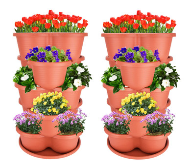 RooTrimmer 2-Pack Stackable Planter Pots, Vertical Garden Planter ...