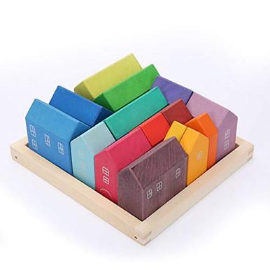 moderngenic 'Little Houses' Rainbow Large 15 Piece Rainbow Blocks ...
