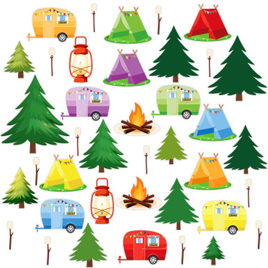 39 Pcs Camping Bulletin Board Decoration Set Tent Vintage Trailers ...