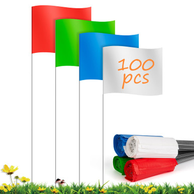 White Pvc Flags IKAYAS Marking Flags Marker Flags for Lawn, 4 * 5 * 15 Inch PVC Small ...