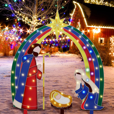 Moukeren 4 Pcs Christmas Nativity Scene Nativity Set Outdoor Christmas ...