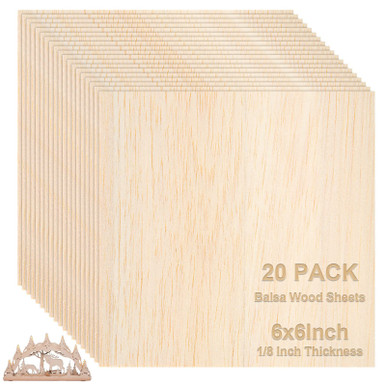 20 Pcak 1/8 Balsa Wood Sheets 6x6 Balsawood Sheets for Crafts Basswood ...