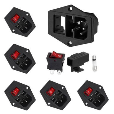 Qjaiune 6PCS IEC320 C14 Inlet Power Plug Socket, 250V 10A AC Rocker ...