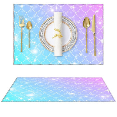 Table Mat Set Cute Colorful Fish Scales Texture Classical Table Top ...