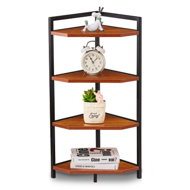 Cplxroc Corner Shelf, 4-Tier Display Shelves, Wood Storage Stand ...