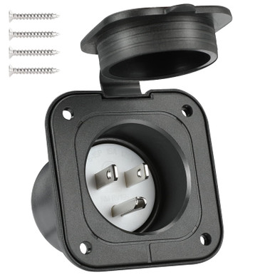 Source Power Inlet 15 Amp Flanged Inlet 125V, Huazu Shore Power Inlet Plug NEMA 5-15 RV ...