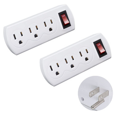 3 Prong 3 Outlets AC Grounded Triple Outlet Adapter, Multi Plug with ...
