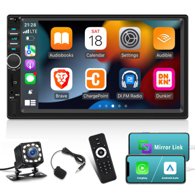 7 inch Double Din CarPlay Car Stereo with Apple Car Play and Android ...