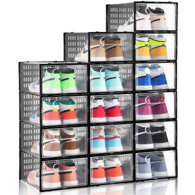 Clemate Shoe Organizer Storage Boxes for Closet 15 Packs, Clear Plastic ...